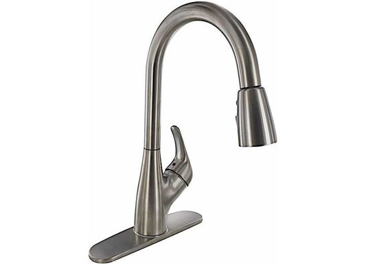 Valterra Products LLC KITCHEN FAUCET W/ SPRAY SHUT-OFF, 8IN HYBRID, CERAMIC DISC, BRUSHED NICKEL