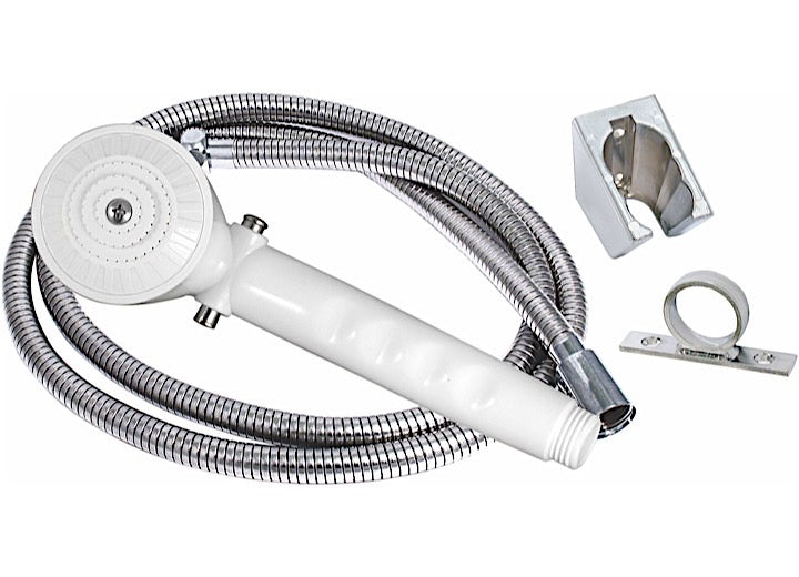 Valterra Products LLC SHOWER HEAD KIT, TRICKLE SHUT-OFF, 60IN HOSE, METAL, WHITE