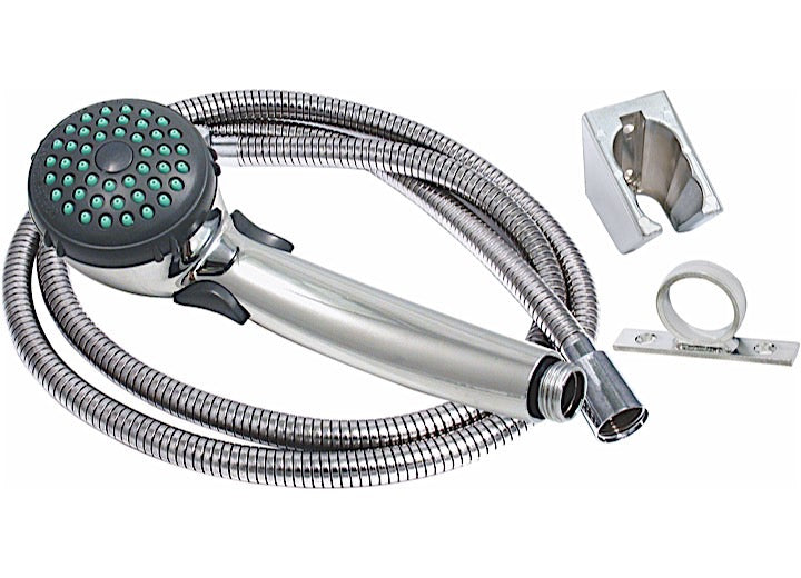 Valterra Products LLC SHOWER HEAD KIT, TRICKLE SHUT-OFF, 60IN VINYL HOSE, CHROME