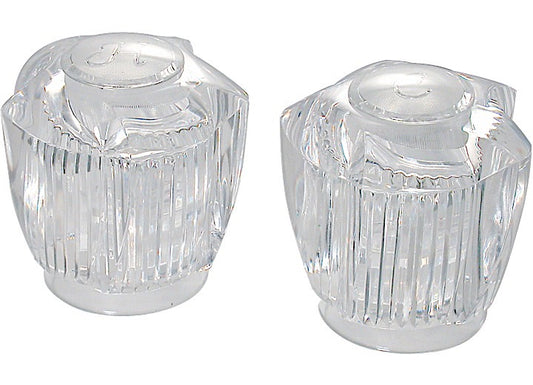 Valterra Products LLC CLEAR ACRYLIC KNOB HANDLES, 1 PAIR, HOT & COLD BUTTONS, SCREWS