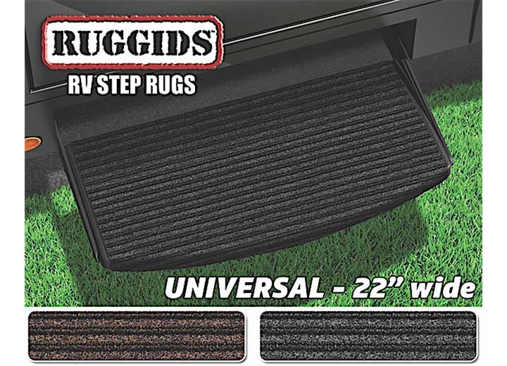 Prest-O-Fit RUGGIDS UNIVERSAL RV STEP RUG 22 IN. WIDE - CHARCOAL BLACK