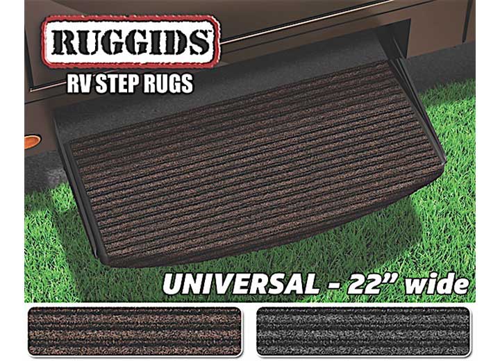 Prest-O-Fit RUGGIDS UNIVERSAL RV STEP RUG 22 IN. WIDE - COFFEE BROWN