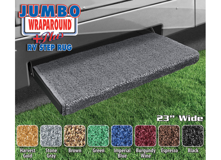Prest-O-Fit JUMBO WRAPAROUND + PLUS STEP RUG (23IN WIDE) - STONE GRAY