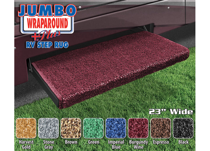 Prest-O-Fit JUMBO WRAPAROUND + PLUS STEP RUG (23IN WIDE) - BURGUNDY WINE