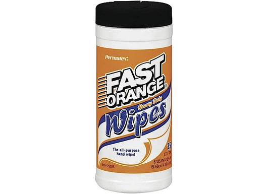 Permatex (6=CASE QTY)PERMATEX FAST ORANGE HEAVY-DUTY HAND CLEANER WIPES-72 COUNT TUB