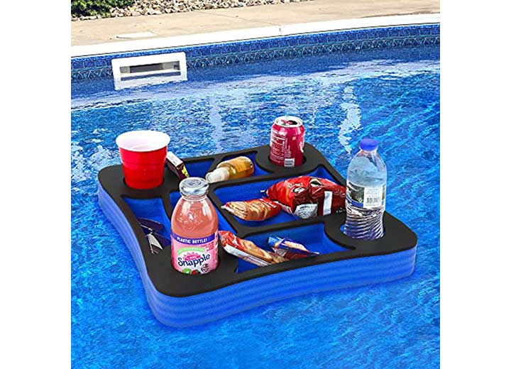 Polar Whale Products Polar Whale Floating Drink Holder Refreshment Table Tray, Blue/Black, 17.5"