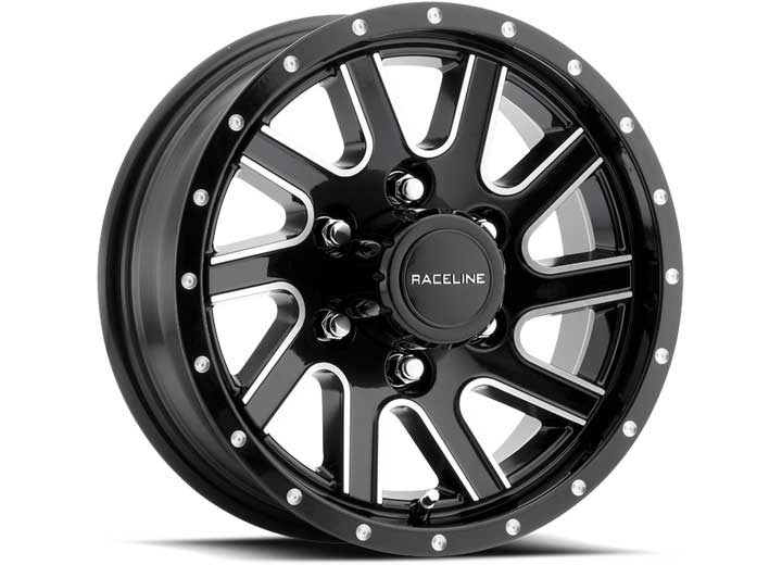Raceline TWISTED GLOSS BLACK W/MACHINED SPOKE EDGES 16X6 8X6.5