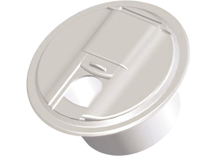 RV Designer CABLE HATCH, ROUND, UNIVERSAL STYLE, POLAR WHITE -- 5IN X 3IN