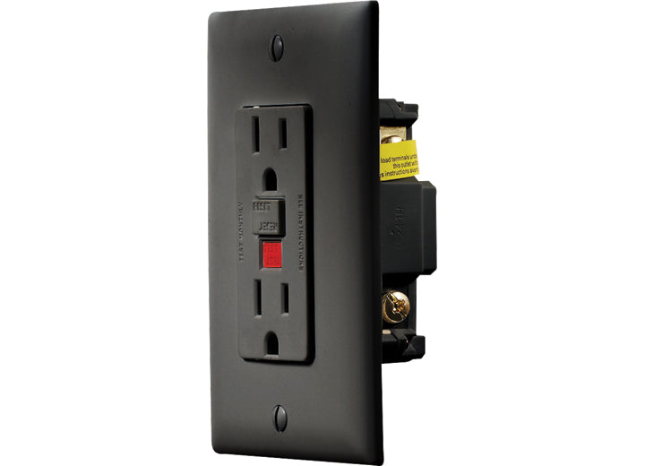RV Designer BLACK DUAL GFCI OUTLET W/COVER-PLATE