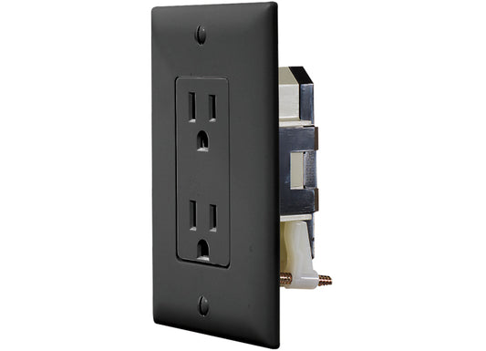 RV Designer INSELF CONTAINEDIN BLACK DUAL OUTLET W/COVER-PLATE