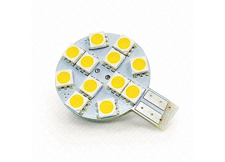 RV Lighting Inc 6 PK LED BULBS, MINIATURE WEDGE CONNECTOR(T10) ON SIDE W/12 LEDS - WARM WHITE