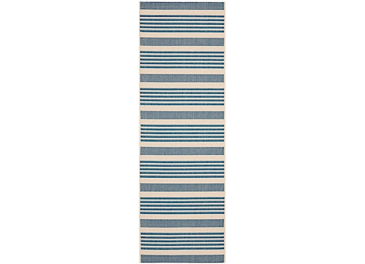 Safavieh Courtyard Collection Outdoor 2'3"x6'7" Runner Rug - Beige/Blue