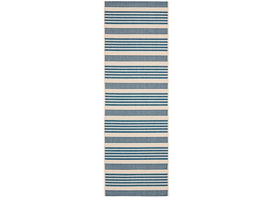 Safavieh Courtyard Collection Outdoor 2'3"x6'7" Runner Rug - Beige/Blue