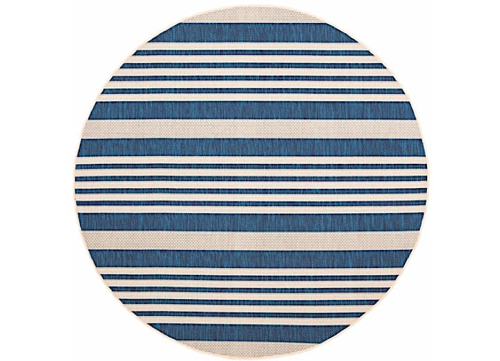 Safavieh Courtyard Collection Outdoor 4'x4' Round Rug - Navy & Beige Stripes