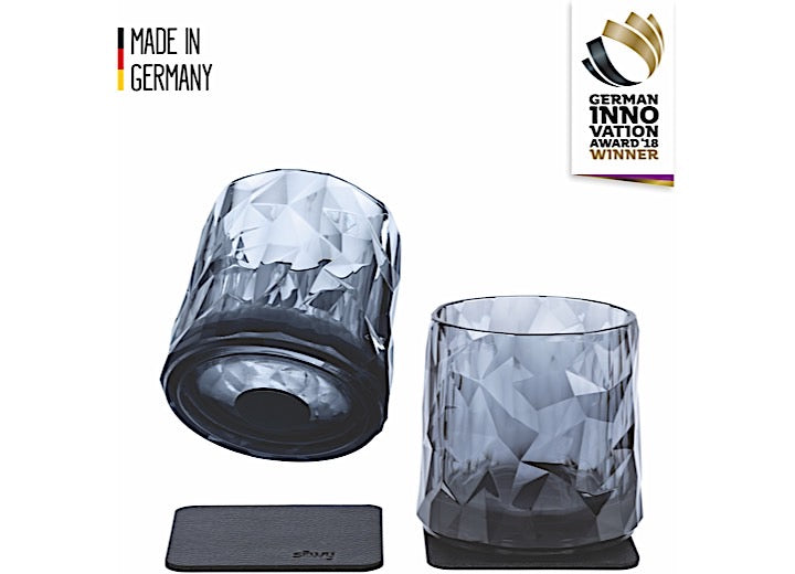 Silwy Drinkware Silwy Magnetic Plastic Tumbler with Metallic Nano-Gel Coaster, 2-Pack – Grey