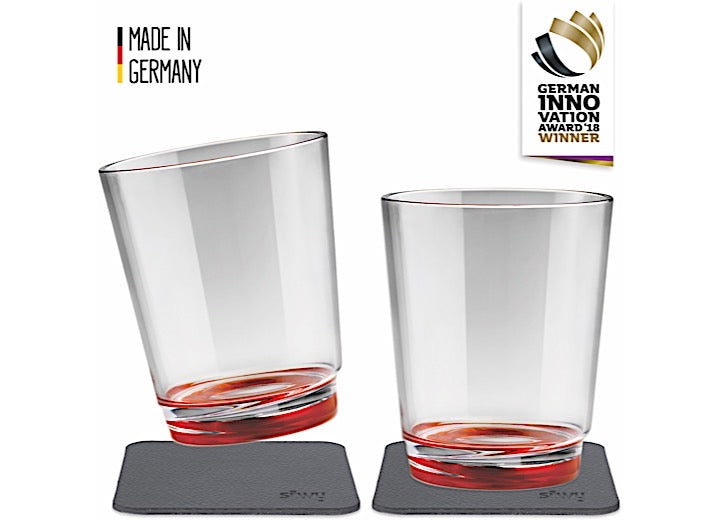 Silwy Drinkware Silwy Magnetic Drinking Cup with Metallic Non-Slip Coaster 2-Pack – Ready Red