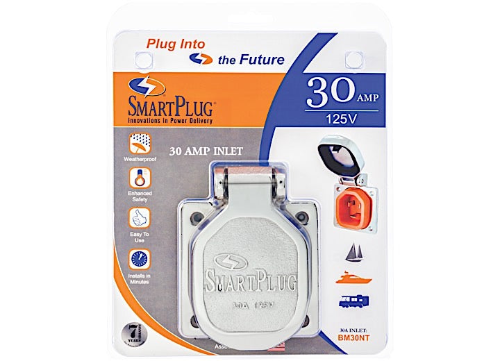 SmartPlug 30 AMP-STAINLESS STEEL INLET W/ SS COVER ASSEMBLY