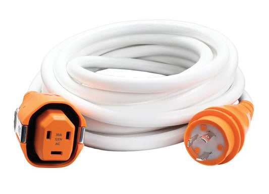 SmartPlug 30 AMP-25FT DUAL CONFIG CORDSET-SPS BOAT SIDE X TWIST-TYPE DOCKSIDE-WHITE CORD