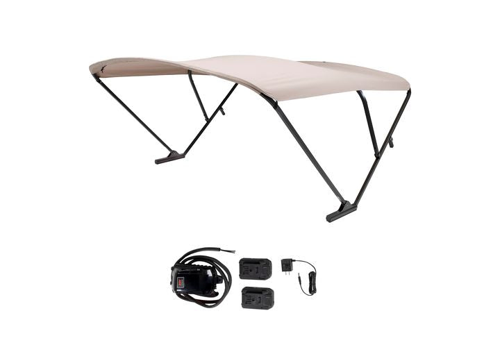 Taylor Made AM - COMP SYS ASSY QC BATTERY POWER BIMINI-PONTOONS 92-102IN WIDE - SQ BLK - BEIGE CANVAS