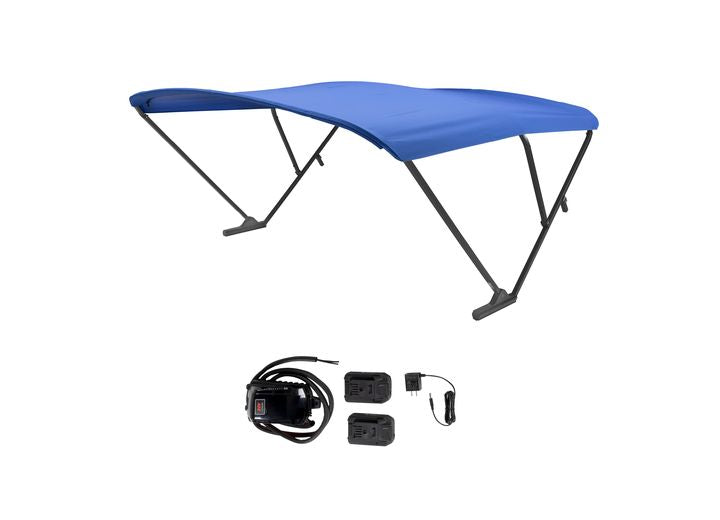 Taylor Made AM - COMP SYS ASSY QC BATTERY POWER BIMINI-PONTOONS 92-102IN WIDE - SQ BLK - PACIFIC BLUE CANVAS