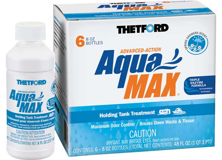 Thetford AquaMAX Spring Showers Holding Tank Treatment – 8 oz. Liquid (6-Pack)