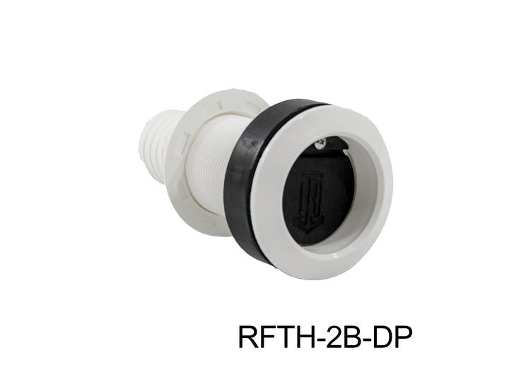 TH Marine 1 1/2IN RECESSED THRU-HULL SCUPPER - WHITE WITH BLACK FLAPPER
