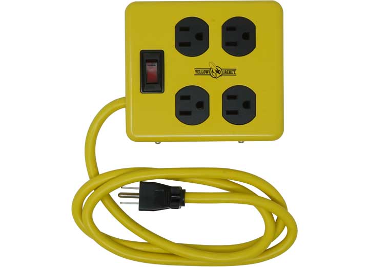 Southwire Company, LLC YELLOW JACKET 2177N METAL POWER BLOCK W/4 OUTLETS AND LIGHTED SWITCH, 4FT CORD