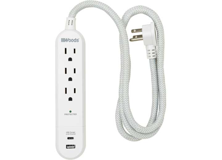 Southwire Company, LLC 3-OUTLET SURGE PROTECTOR, USB-A&C CHARGER, 250J, 4FT