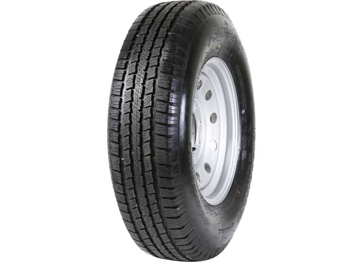 Taskmaster ST235/80R16 10 PLY PROVIDER TRAILER TIRE ON 16X6 8X6.5 SILVER MOD WHEEL, 4.12CB,