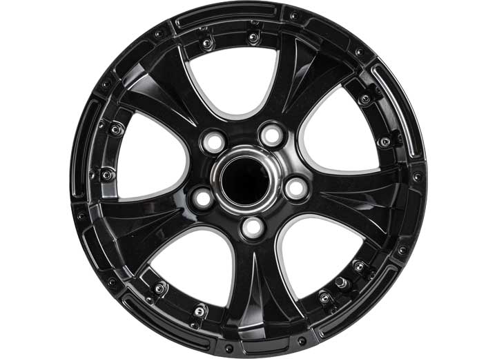 Taskmaster ALUMINUM VIKING TRAILER WHEEL 14X5.5 5X4.5 FULL PAINT BLACK WITH BLACK CENTER CAP 1900 LCC