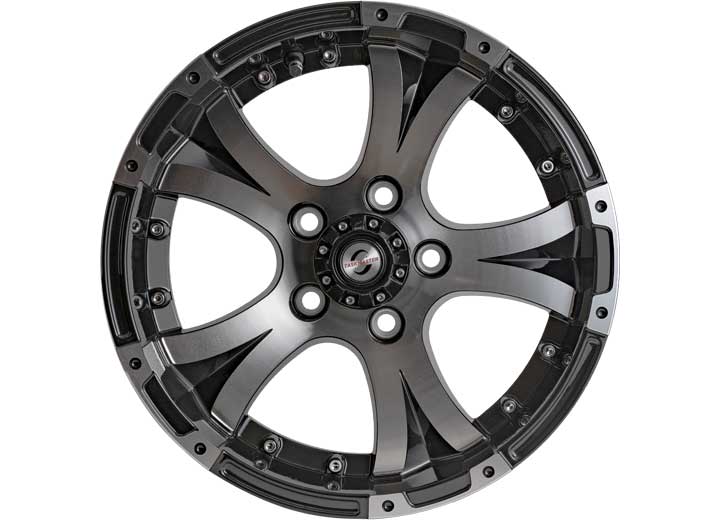 Taskmaster ALUMINUM VIKING TRAILER WHEEL 15X5 5X4.5 BLACK MACHINE FACE, LIP & CENTER CAP 2150 LCC
