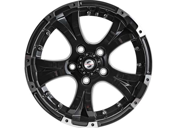Taskmaster ALUMINUM VIKING TRAILER WHEEL 15X5 5X4.5 BLACK MACHINE LIP WITH BLACK CENTER CAP 1900 LCC