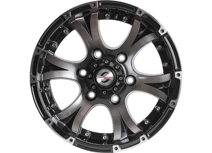 Taskmaster ALUMINUM VIKING 15X6 6X5.5 BLACK MACHINE FACE, LIP & CENTER CAP TRAILER WHEEL 28