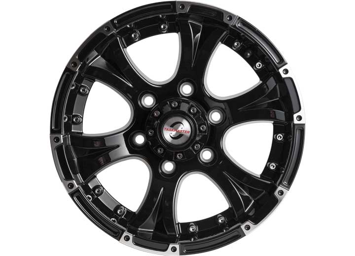 Taskmaster ALUMINUM VIKING TRAILER WHEEL 15X6 6X5.5 BLACK MACHINE LIP WITH BLACK CENTER CAP 2830 LCC