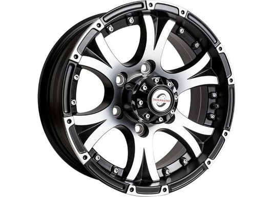 Taskmaster ALUMINUM VIKING TRAILER WHEEL 15X6 6X5.5 BLACK MOD MACHINE FACE, LIP & CENTER CAP 2830 LCC