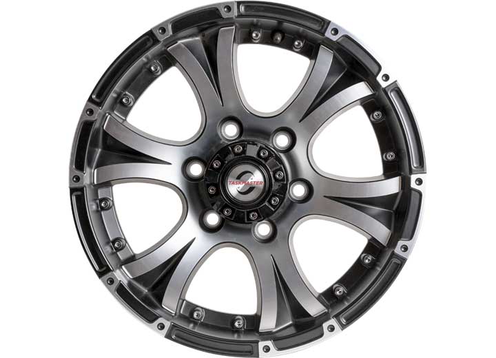 Taskmaster ALUMINUM VIKING TRAILER WHEEL 16X6 6X5.5 BLACK MATTE MACHINE FACE, LIP & CENTER CAP 3540 LCC