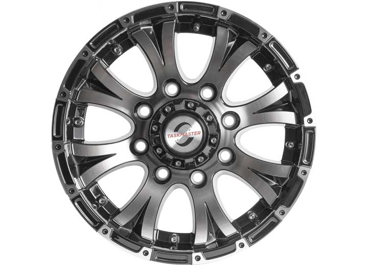 Taskmaster ALUMINUM VIKING 16X6 8X6.5 BLACK MACHINE LIP W/ BLACK CENTER CAP TRAILER WHEEL 3