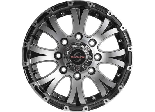 Taskmaster ALUMINUM VIKING TRAILER WHEEL 16X6 8X6.5 BLACK MATTE MACHINE FACE, LIP & CENTER CAP 3750 LCC