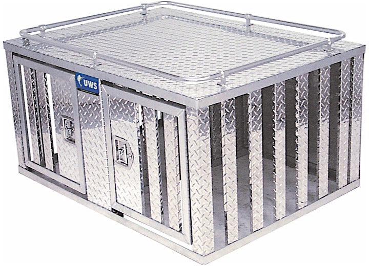 UWS/United Welding Services TWO DOOR DIAMOND PLATE ALUMINUM SOUTHERN DOG BOX (48X48 BASE 24INTALL)