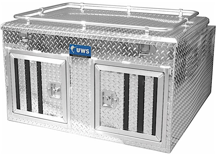 UWS/United Welding Services TWO DOOR DIAMOND PLATE ALUMINUM NORTHERN DOG BOX (48X48 BASE 27IN TALL)