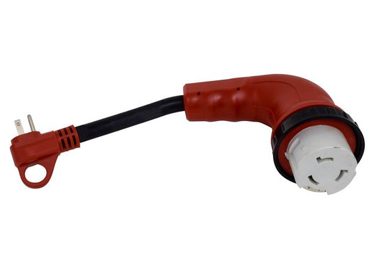 Valterra Products LLC 15AM-50AF 90 DEG LED DETACH ADAPTER CORD, 12IN, RED, CARDED