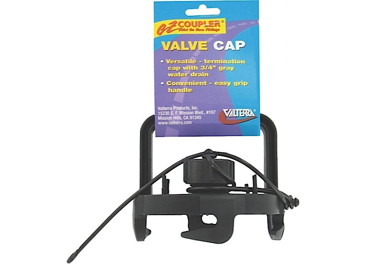 Valterra Products LLC EZ COUPLER VALVE CAP, WITH HANDLE, BLACK, CARDED