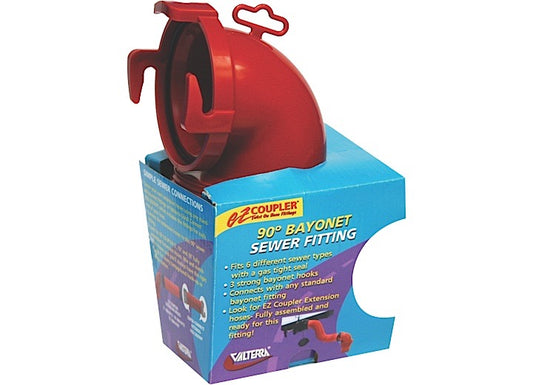 Valterra Products LLC EZ COUPLER 90 DEGREES BAYONET SEWER FITTING, RED, CARDED