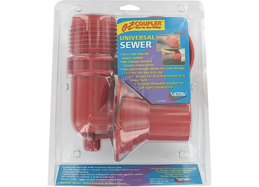 Valterra Products LLC EZ COUPLER 90 DEGREES SEWER ADAPTER AND THREAD ATTACHMENT, RED, CARDED