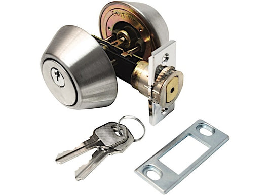 Valterra Products LLC DOOR DEADBOLT, DOUBLE CYLINDER, 5/8IN THROW, SS, CLAM SHELL