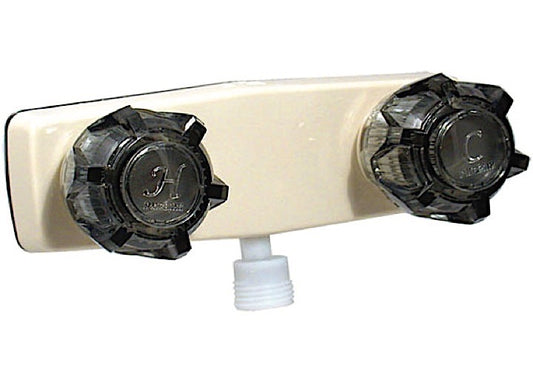 Valterra Products LLC SHOWER VALVE W/ VAC BRKR, 4IN, 2 SMOKE KNOBS, PLASTIC, BISCUIT