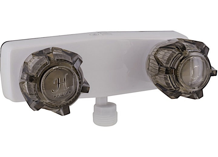 Valterra Products LLC SHOWER VALVE W/ VAC BRKR, 4IN, 2 SMOKE KNOBS, BRASS/PLASTIC, WHITE