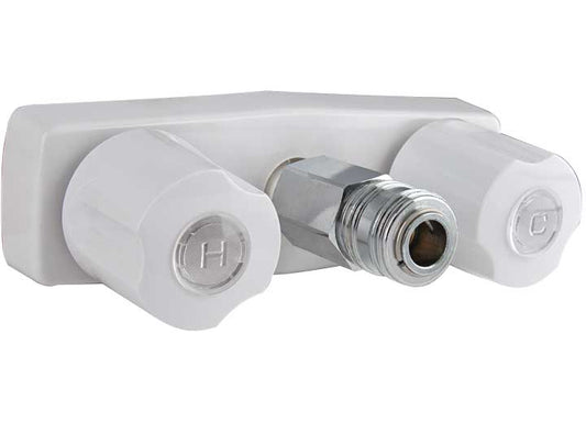 Valterra Products LLC FAUCET W/ QUICK CONNECT 2IN, 2 KNOB, PLASTIC WHITE, BOX