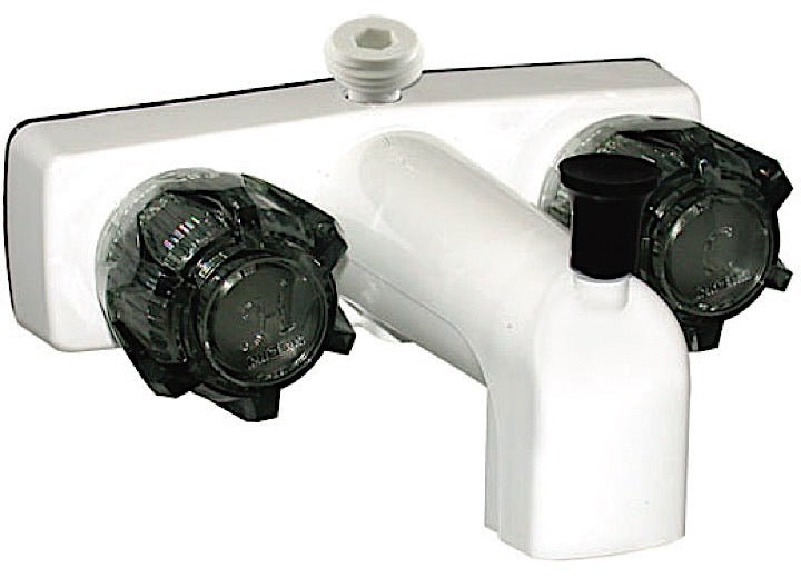 Valterra Products LLC TUB/SHOWER FAUCET, 4IN, 2 SMOKE KNOBS, PLASTIC, WHITE
