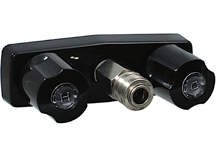 Valterra Products LLC FAUCET W/ QUICK CONNECT, 4IN, 2 KNOB, PLASTIC, BLACK